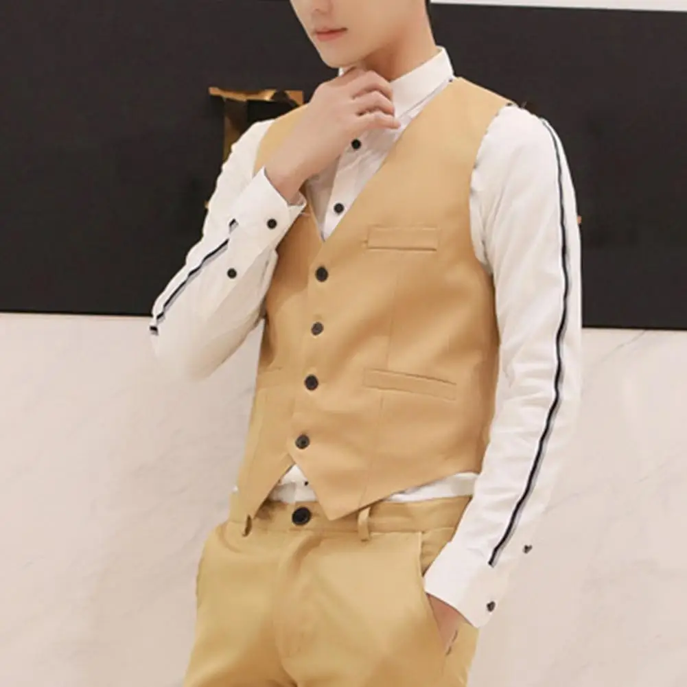 

Men Vest Formal Vest British Style Chain Decoration Trendy All Match Men Waistcoat