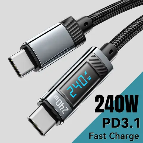240 Вт PD Кабель для быстрой зарядки типа C к типу C Кабель 100 Вт с цифровым дисплеем USB C к типу C для Xiaomi HUAWEI Macbook iPad Ноутбук