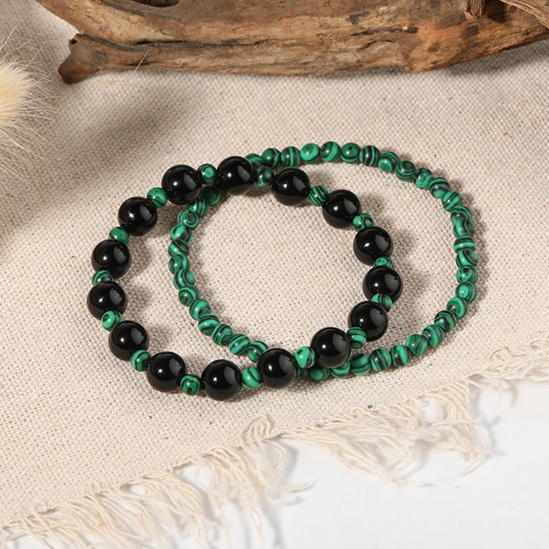 

OAIITE Mini Peacock Onyx Stone Charm Bracelets Set Natural Gemstone Beads Energy Bracelet Yoga Healing Jewelry Best Friend Gifts