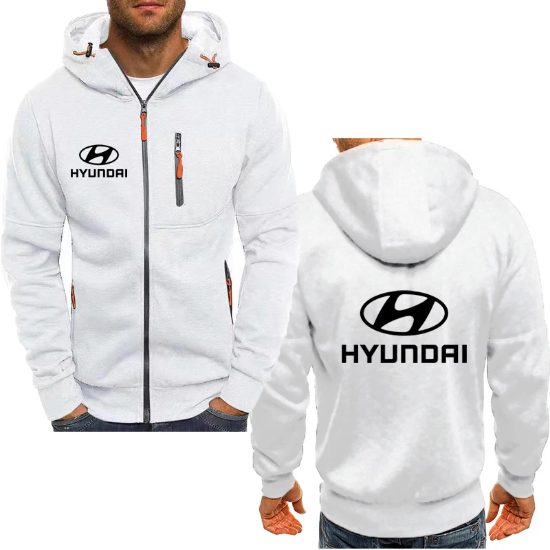 Hyundai araba logosu baskı Hip Hop sokak erkek kazak punk tarzı yüksek kaliteli erkek fermuarlı ceket sonbahar yeni polar Hoodie