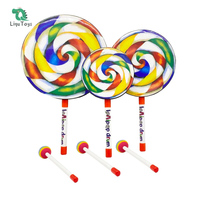 

LIQU 6/8/10-inch Diameters Lollipop Hand Drum Percussion Instrument