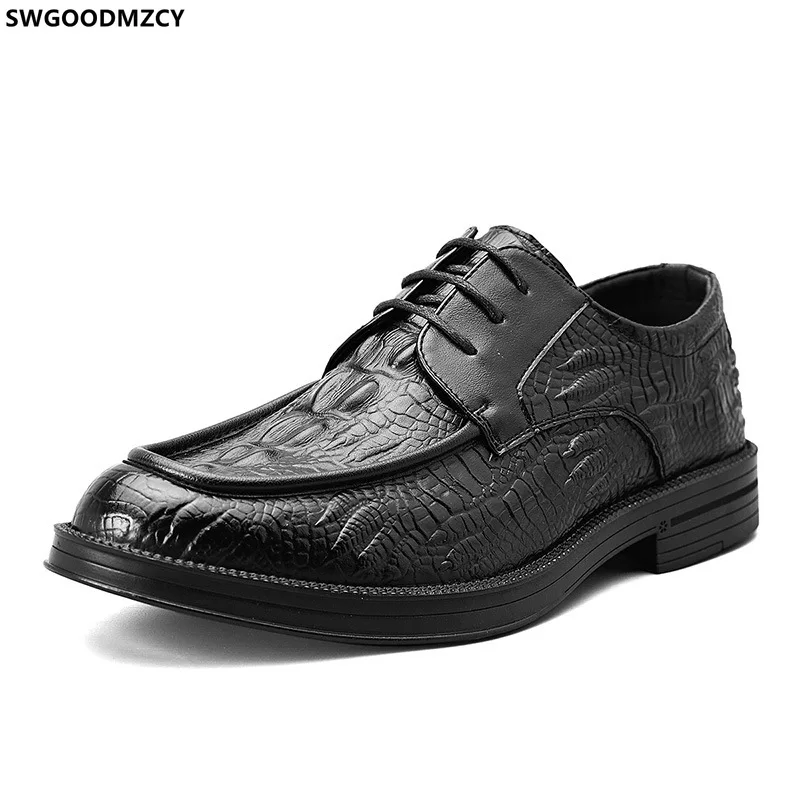 

Formal Crocodile Shoes Men Derby Men Fashion Dress Shoes Elegant Party Shoes for Men 2023 Sapato Oxford Masculino Sapatos Social