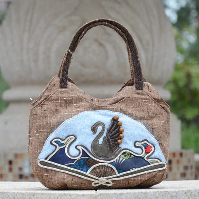 

New coming small original women shopping string appliques handbags!Nice national prints lady Day Clutches Top canvas Carrier