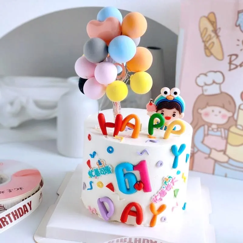 

Мягкий клейкий Топпер для торта на день рождения, 1 июня, конфетные цвета для детского дня рождения, украшение для торта