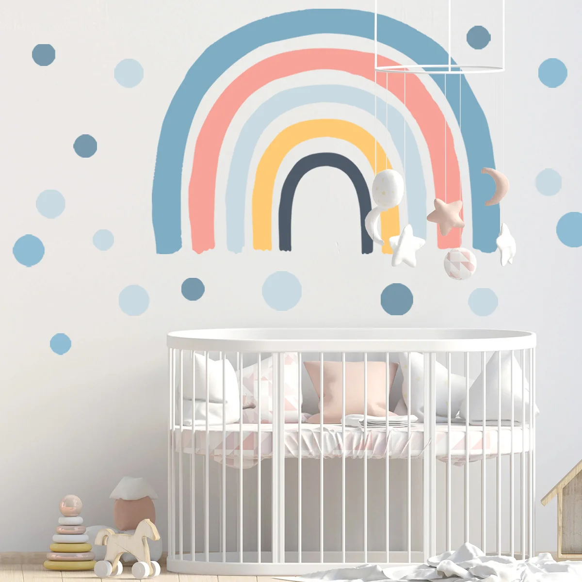 

2pcs Rainbow Dots Creative Cartoon Wall Stickers Living Room Bedroom Children's Room Kindergarten Background Mural Wall Stickers
