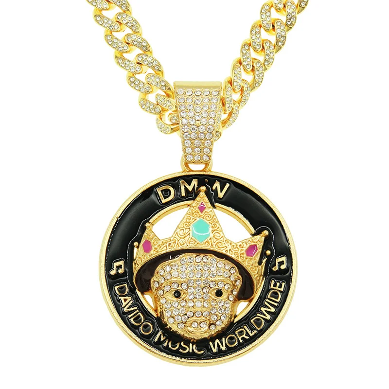 

Hip Hop Davido Jewelry For Men Iced Out Prince Pendant Necklace With Crystal Miami Cuban Chain Choker Rapper Necklaces