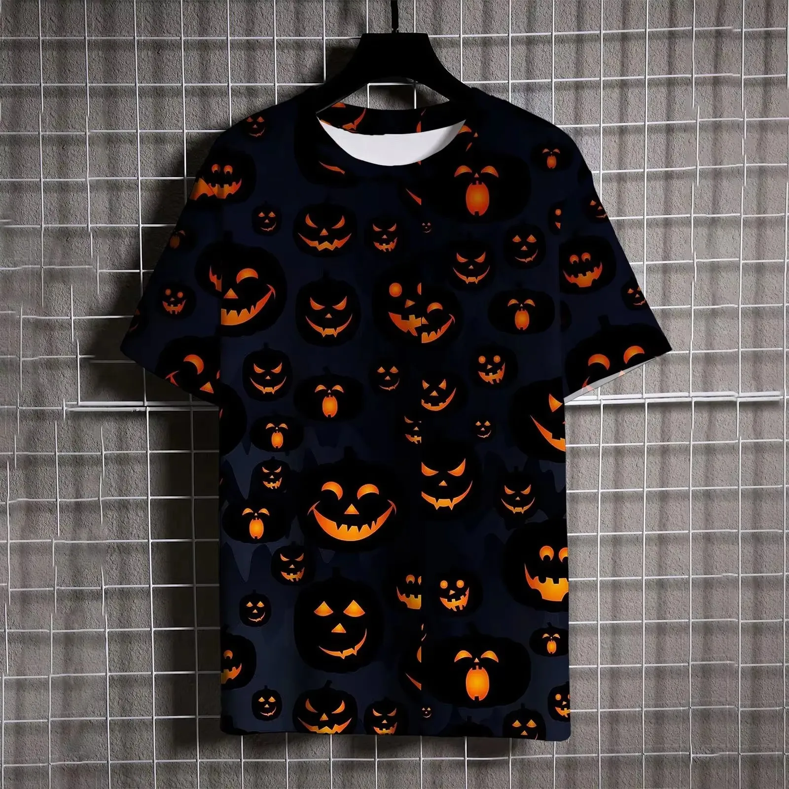 New Fashionable Versatile y2k Clothing 3D Cute pumpkin head Print Men's Halloween themed costumes Casual trend Short sleeve top