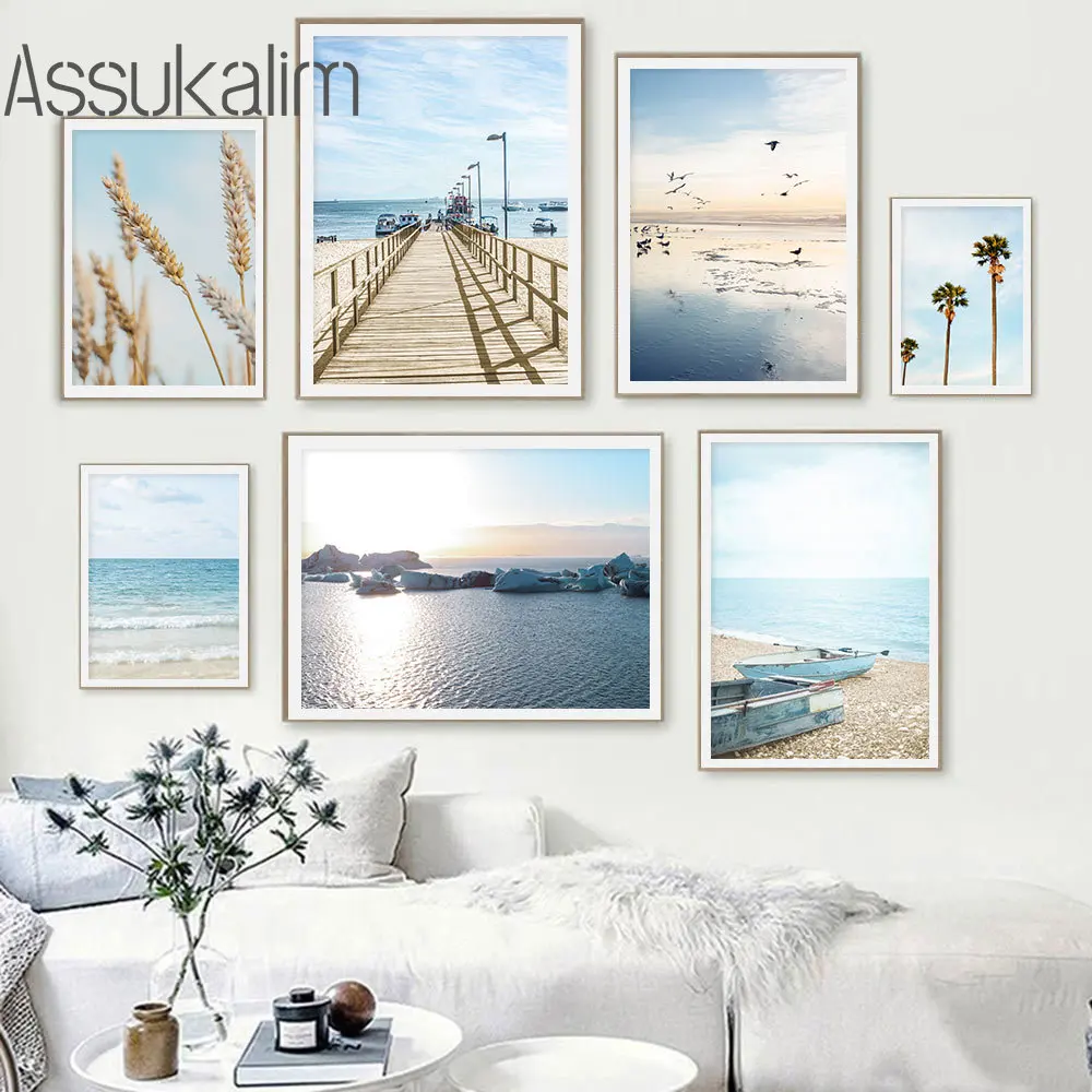 

Настенный постер с изображением моста, пляжа, лодки, холст, постер, пшеничная печать, изображения пальмы, искусство, морская фотография, скандинавские постеры, домашний декор