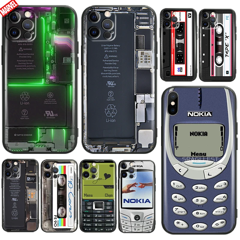 

Vintage Nokia Tape For Apple iPhone 13 12 11 Pro Max 13 12 Mini X XR XS Max SE 5 6 6S 7 8 Plus Phone Case Liquid Silicon Carcasa
