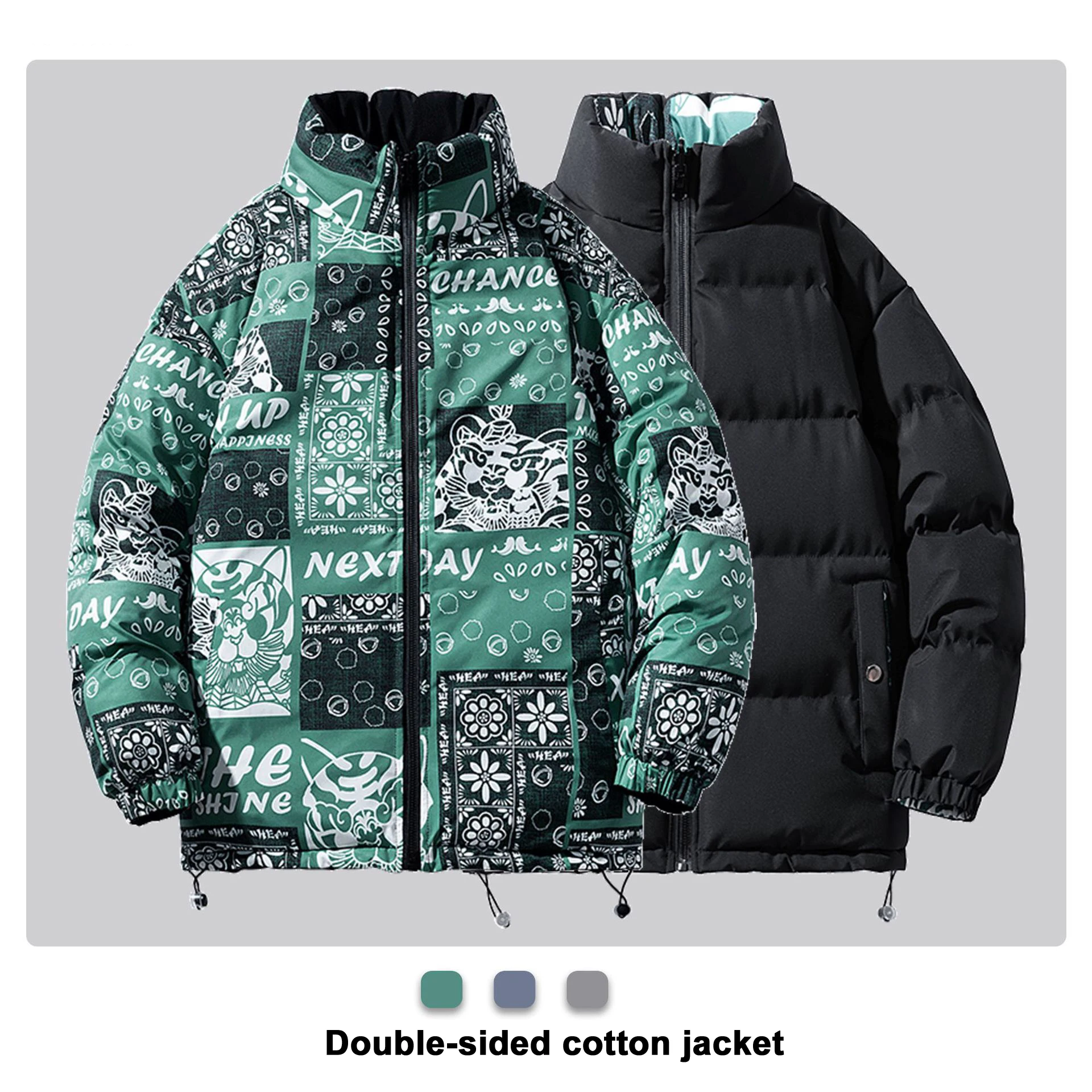 Winter double-sided cotton padded jacket 2022 extra thick casual warm winter proof cotton padded jacket men's large M-8XL
