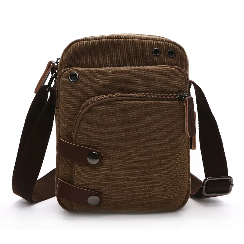 

Vintage Small Crossbody Shoulder Bags for Men Retro Canvas Mobile Phone Bag Mini Travel Portable Messenger Bag for Student