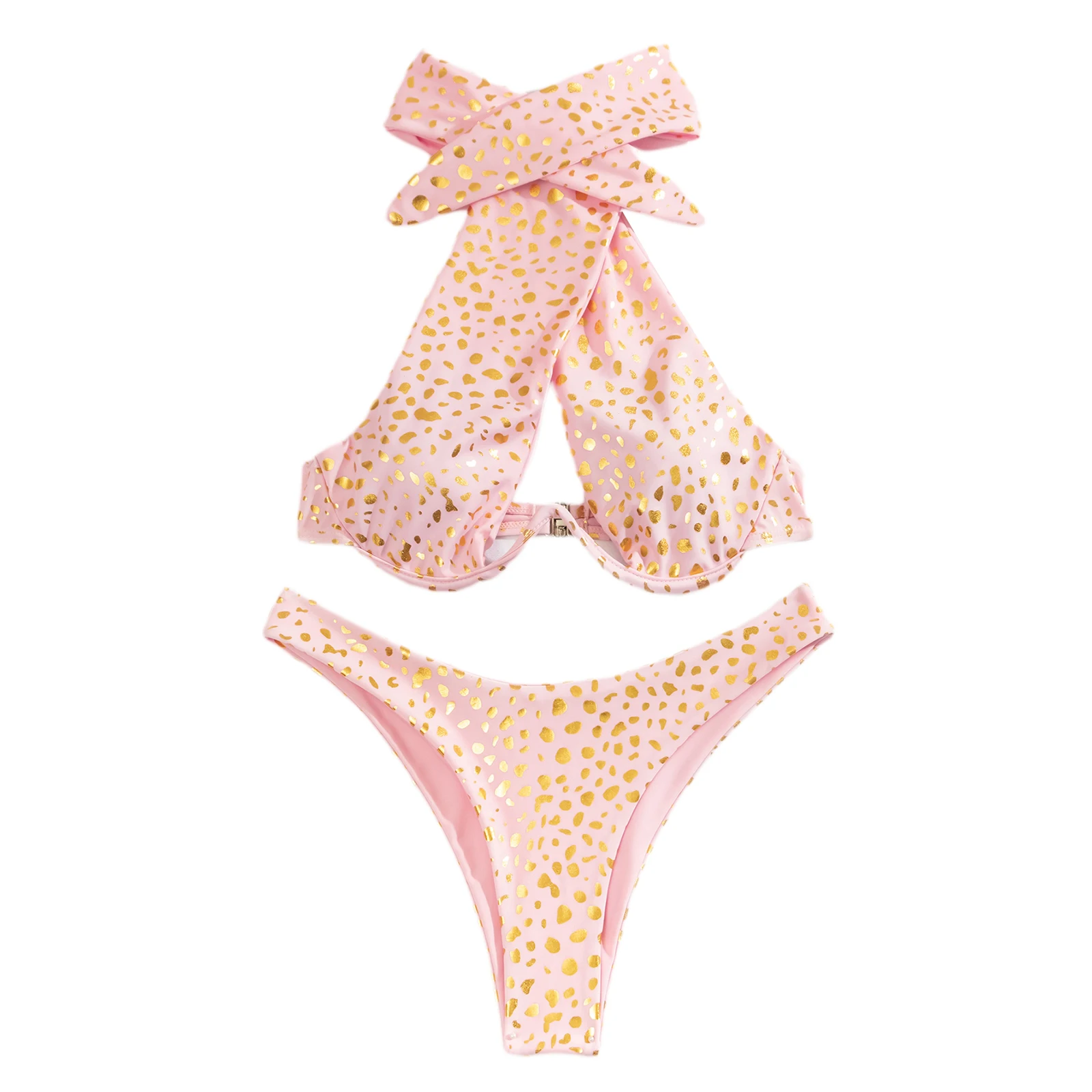 Женские купальники из 2 предметов топы бикини с принтом в виде пятен на