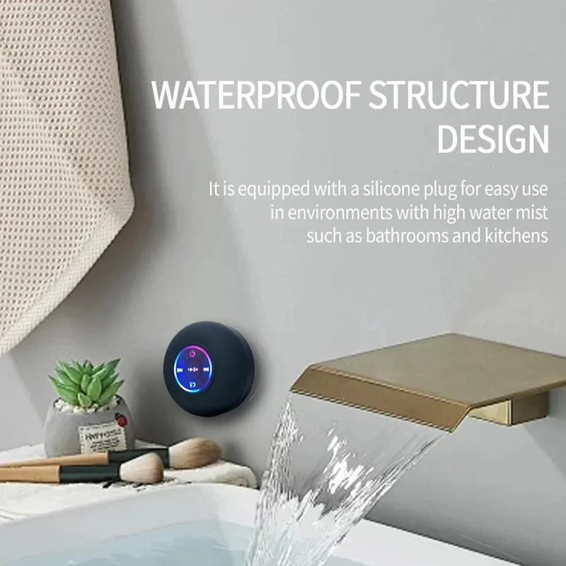 Фото Lenovo Portable Wireless Bluetooth Speaker LED IPX4 Waterproof Loudspeaker Outdoor Bathroom Large Suction Cup Stereo Sound Box №3