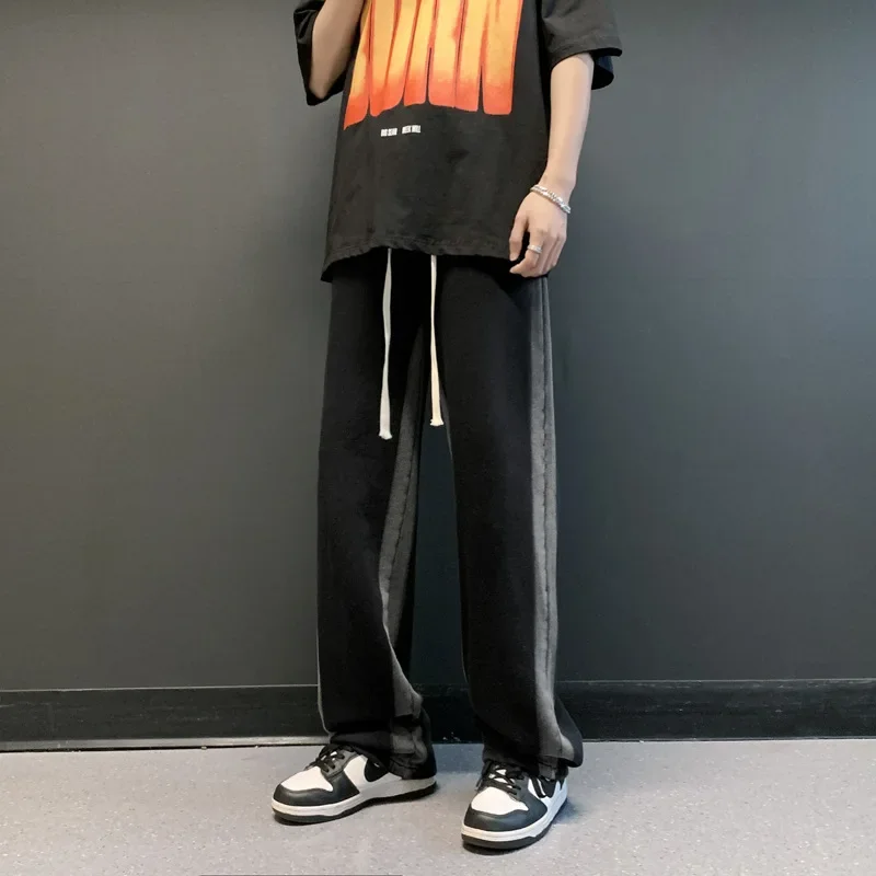 Мужские повседневные прямые брюки свободного кроя в стиле Харадзюку спортивные