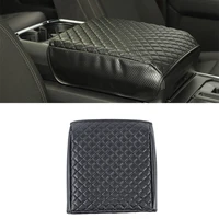 for Ford F150 2021 2022 Car Center Console Pad Leather Seat Armrests Box Protection Cover Interior Accessory Black Carbon Fiber