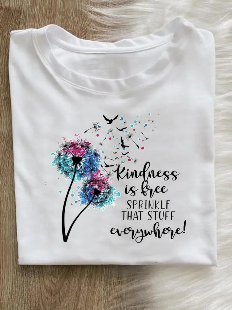 

Женская футболка с рисунком одуванчика, летняя футболка с коротким рукавом в стиле 90-х, одежда с графическим принтом, женский топ с мультяшн...