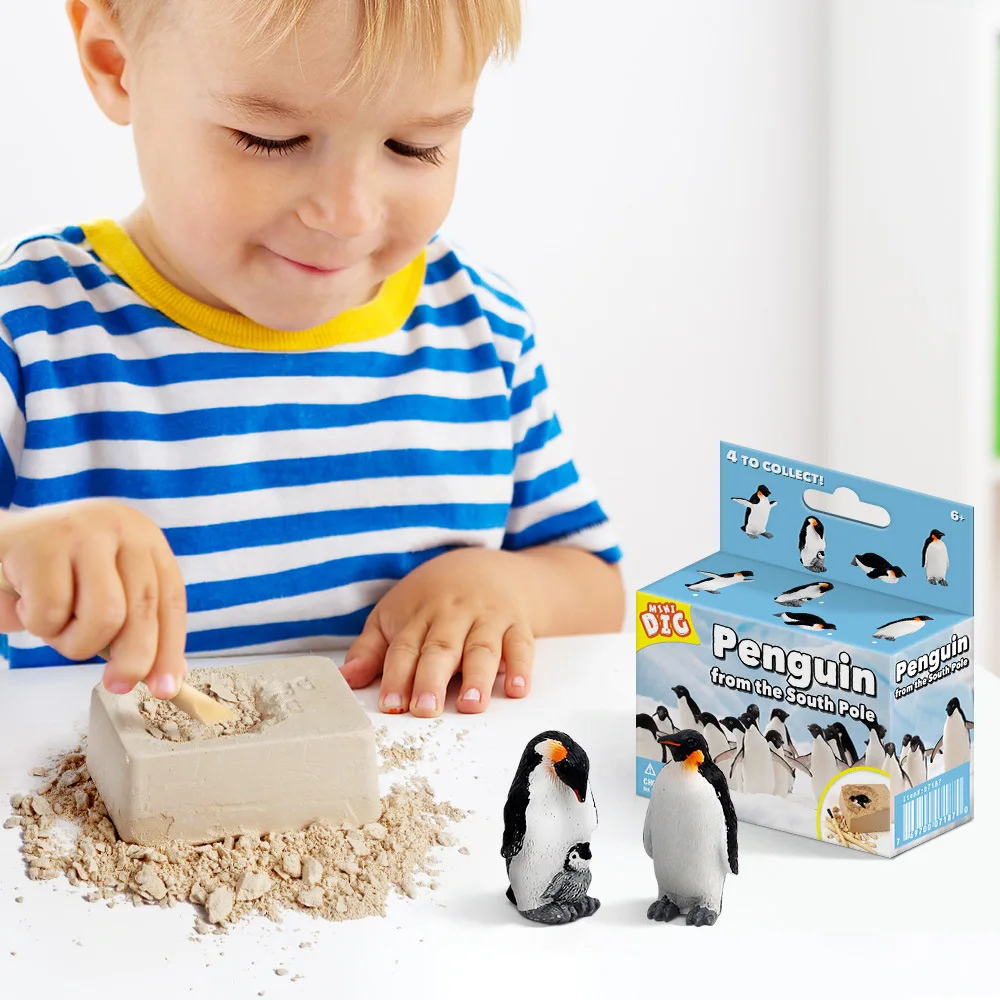 

1Set Penguin Toys Digging Plaster Block Penguins model Scientific Explore Mining Toy For Children gifts Puzzle education