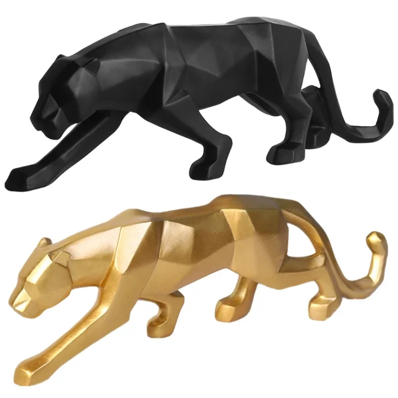 

Panther Animal Sculpture Geometric Style Resin Abstract Animal Decoration Cheetah Decoration Living Room Office Table Decoration