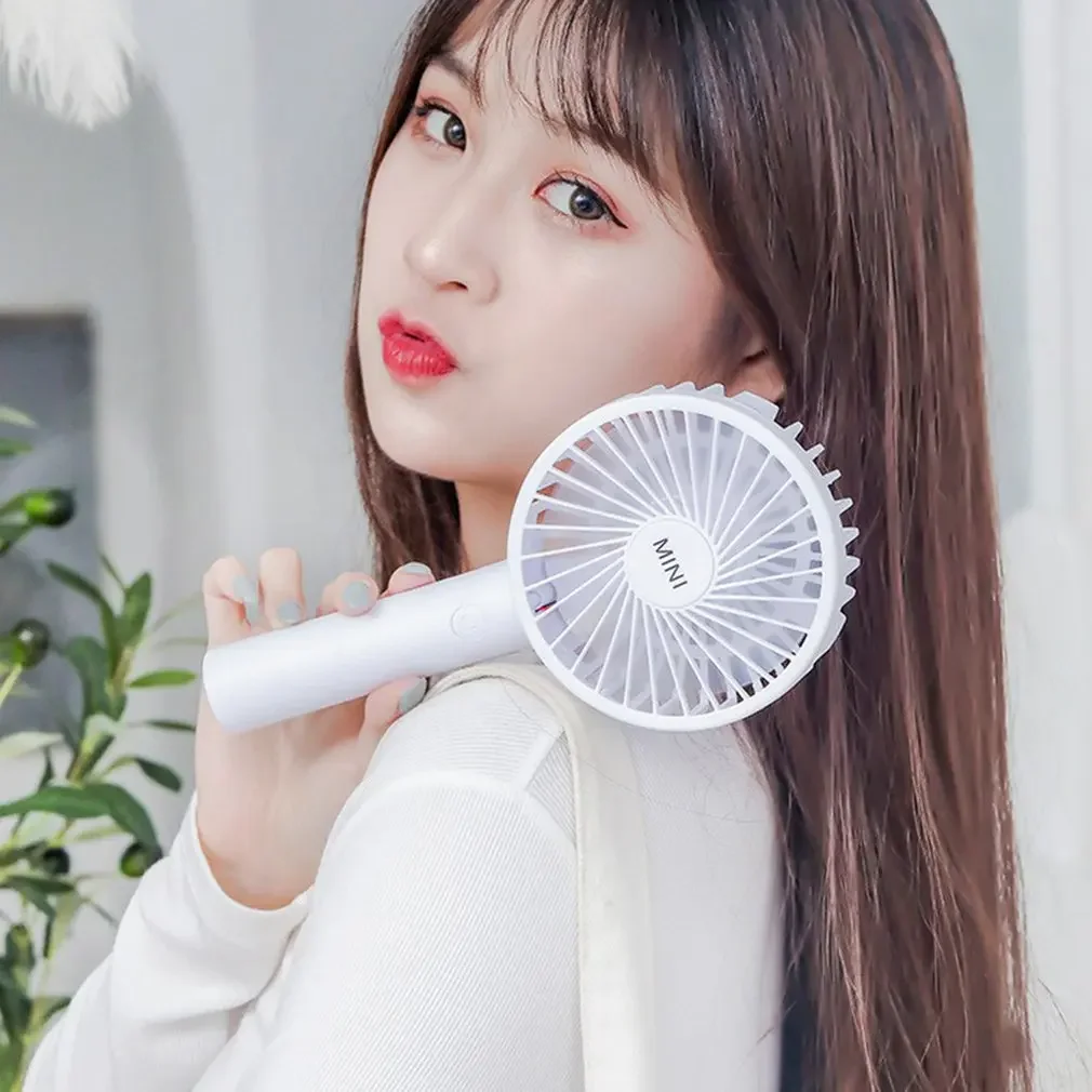 Портативный USB-перезаряжаемый мини-ручной вентилятор с основанием — 3 режима для