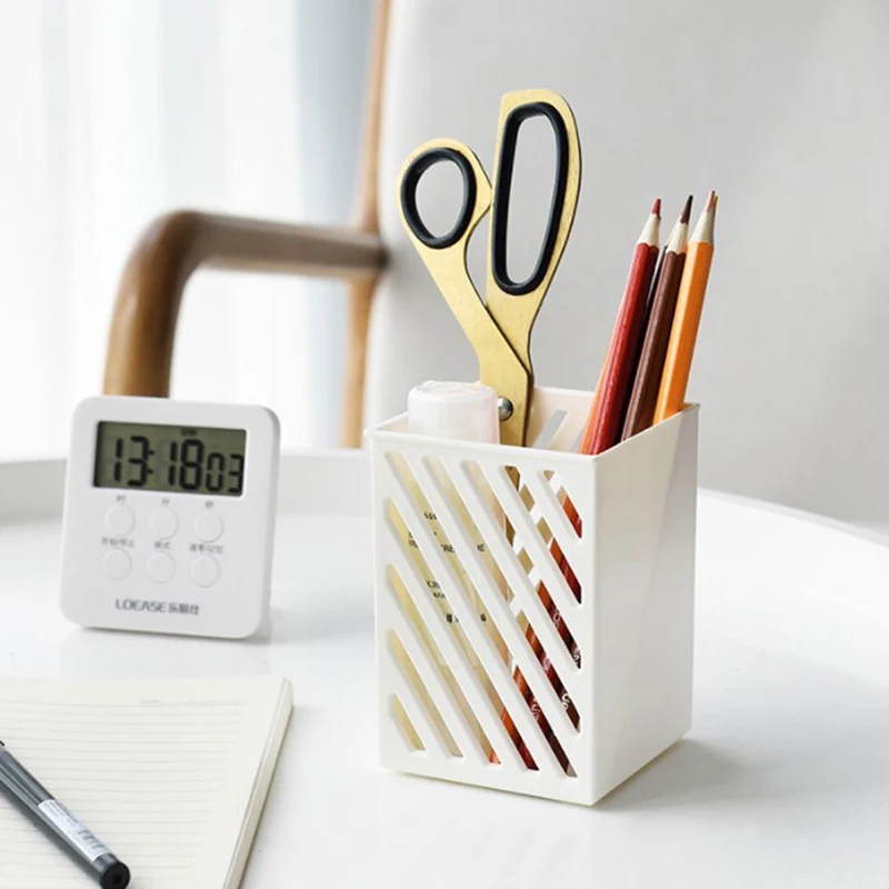 

1PC PP Creative Pencil Holder Pen Case Adhesive Desktop Organizer Office Decor Container Stationery Storage Desk Accessories