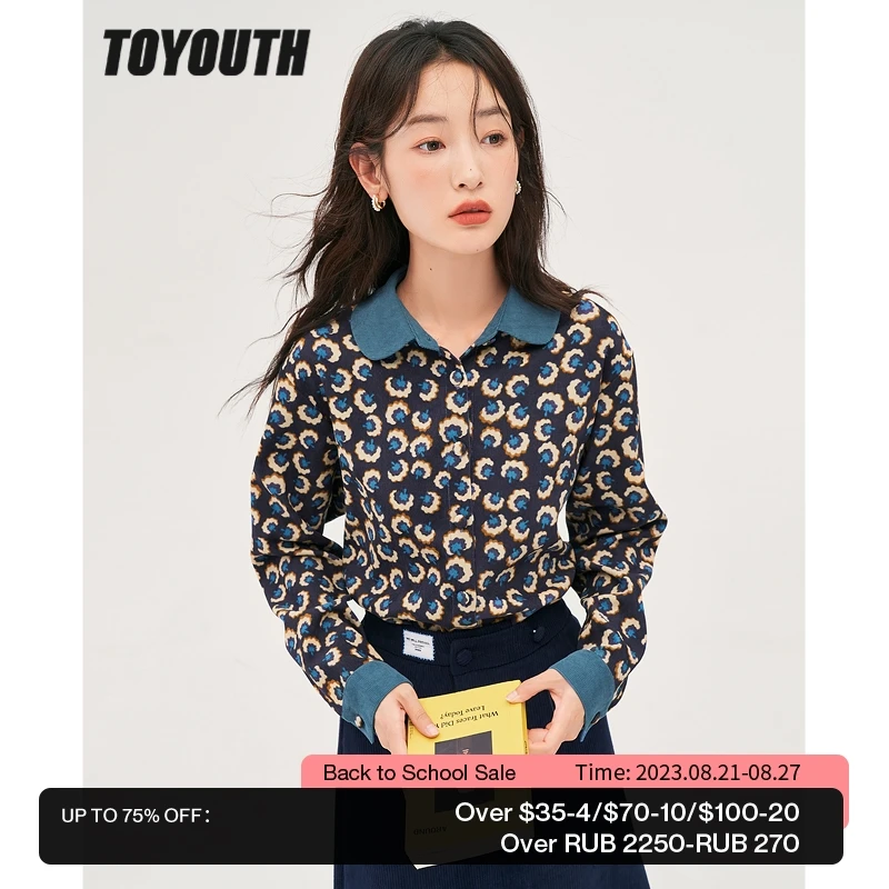 

Toyouth Women Corduroy Shirts 2022 Winter Long Sleeve Petal Collar Loose Blouse Retro Jacquard Casual Streetwear Tops
