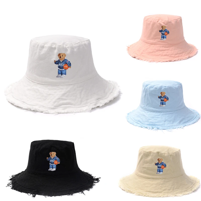 

Панама в стиле унисекс с изображением американского медведя, хлопковая шляпа для защиты от солнца, для пляжа и рыбалки, летняя