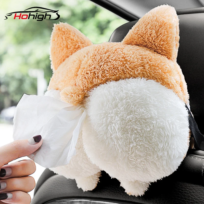 Креативная автомобильная коробка для салфеток Corgi Ass мягкая мультяшная бумажная