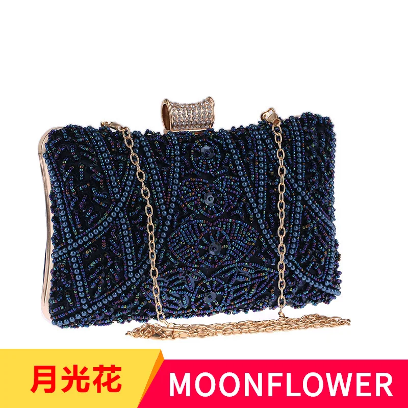 

Handmade Dinner Bag European and American Ladies Hand Evening Gift Bag New Nailed Bead Small Square