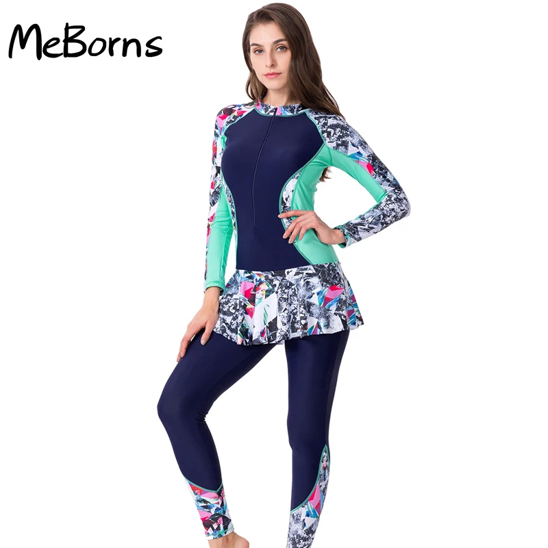 

Butkini Plus Size Full Body Swimming Suit Burkini Muslim Swimwear Women Conservative Swimwear Long Sleeve Swimsuit Muslim Zipper