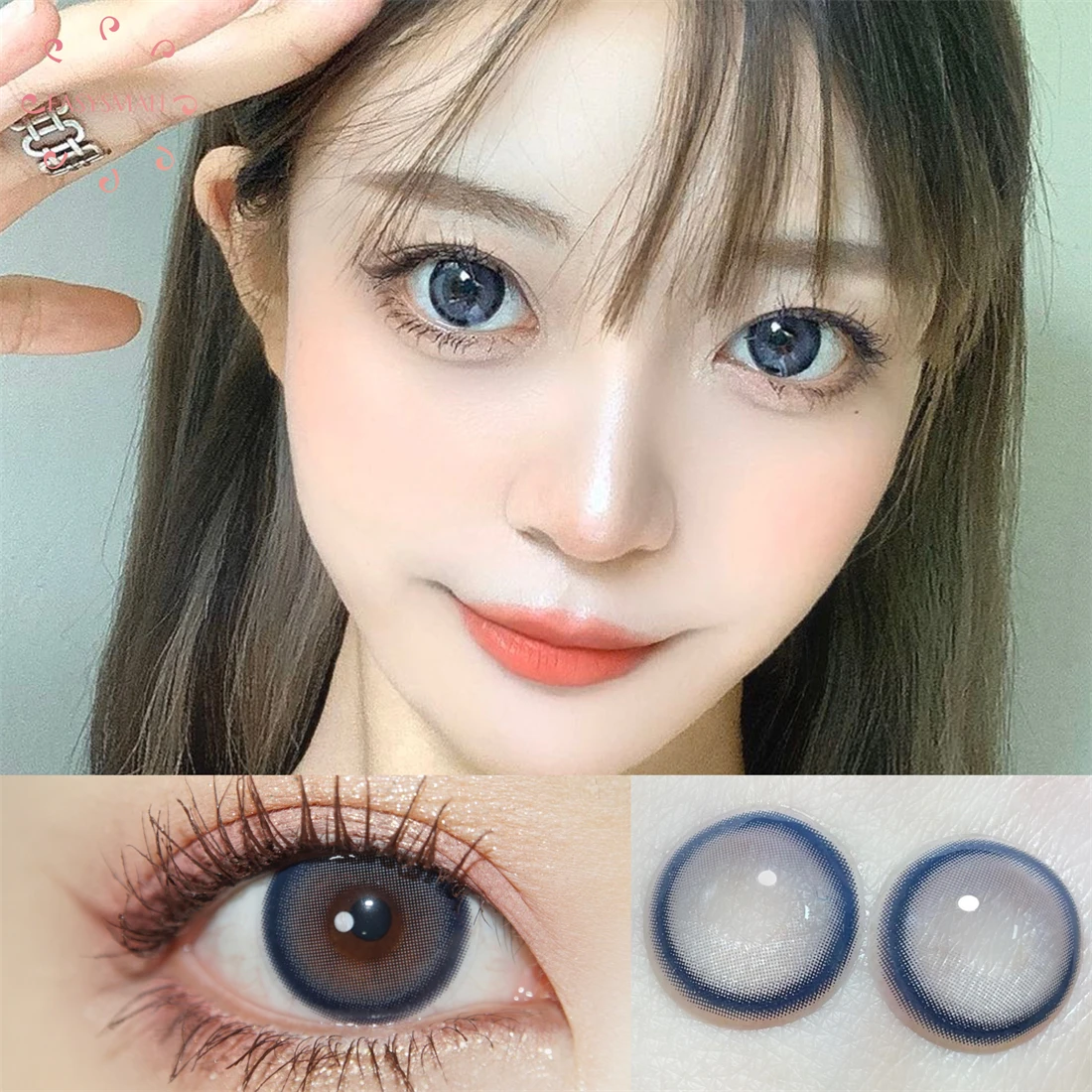 

EASYSMALL Leahy Blue Colored Contact Lenses for Eyes Natural Yearly Big Beauty Pupil Contact lens Degrees Prescription Myopia