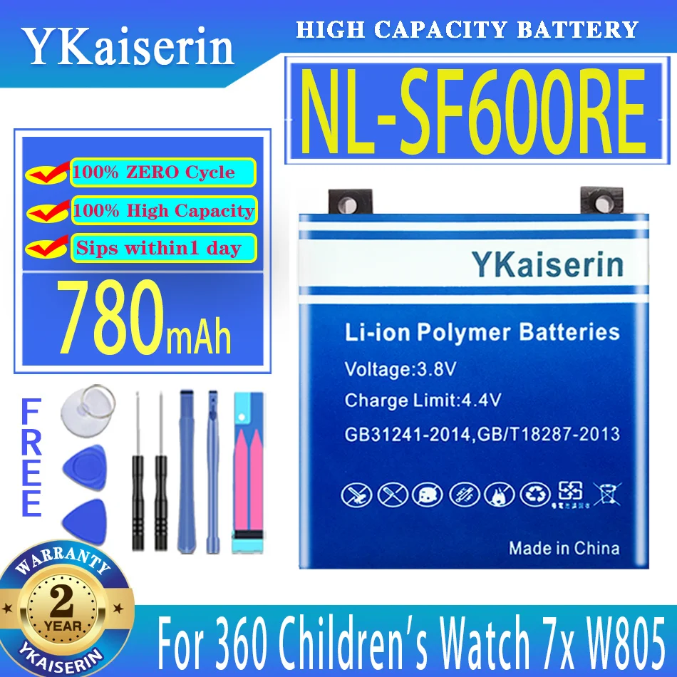 

YKaiserin 780mAh Replacement Battery NL-SF600RE NLSF600RE For 360 Children's Watch 7X W805 Digital Batteries