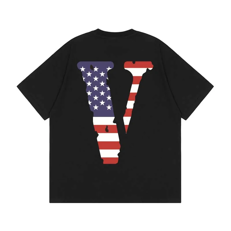 

Футболка Vlone женская с коротким рукавом, Классическая свободная уличная одежда для пар, в стиле хип-хоп, с V-образным вырезом, хлопок, круглый ...