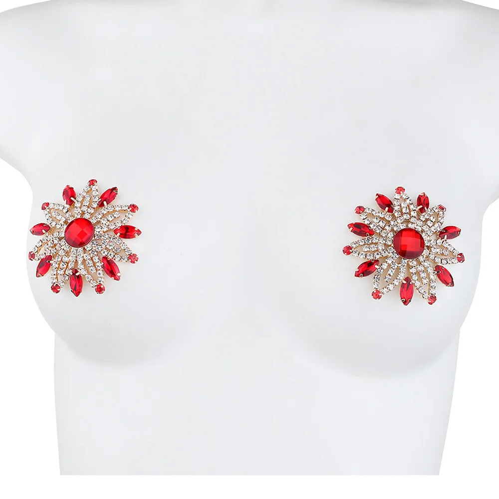 Sexy Women Crystal Nipple Covers Reusable Metal Breast Nipple Pasties Self Adhesive Bra Pad Rhinestone Body Breast Accessories