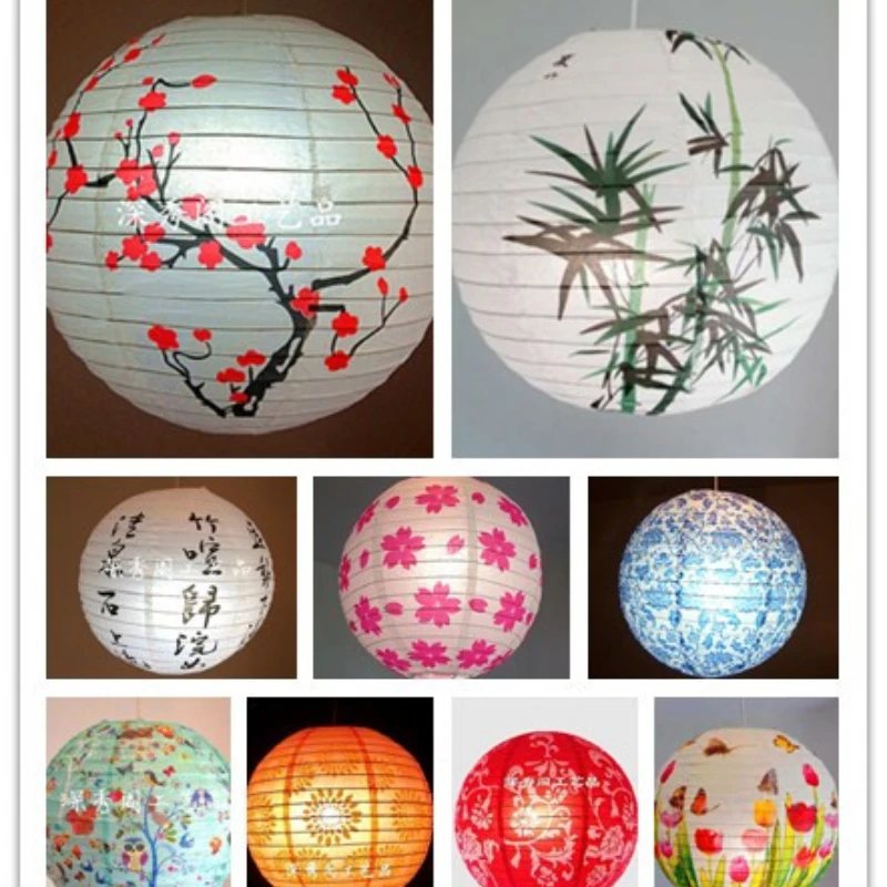 

40cm Printed Round Paper Lantern New Year Spring Festival Home Market Store Layout Holiday Event Decoration Supplies Accessories