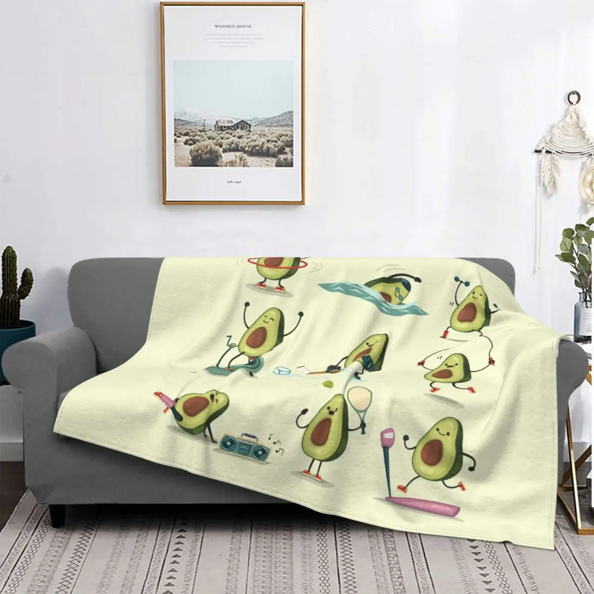 

Cute Avocado Take Exercise Blanket Avocados Lover Flannel Funny Warm Throw Blankets for Bedding Lounge All Season 09