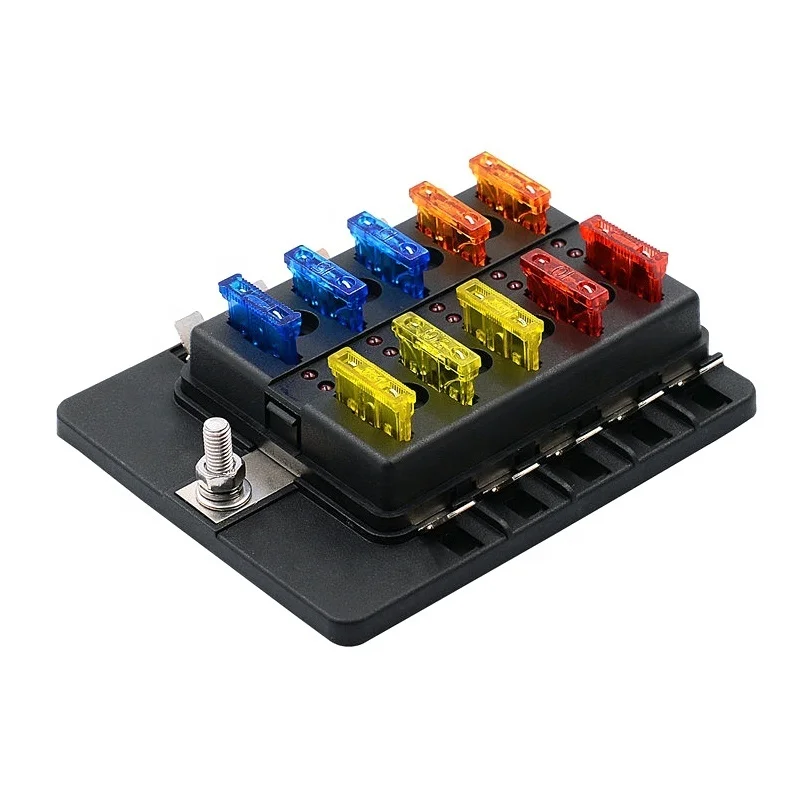 

Auto Boot Zekeringkast Houder Met 12 Way Blade Zekeringhouder Block & Waarschuwing Indicator 12V ~ 24V power Distribution Panel
