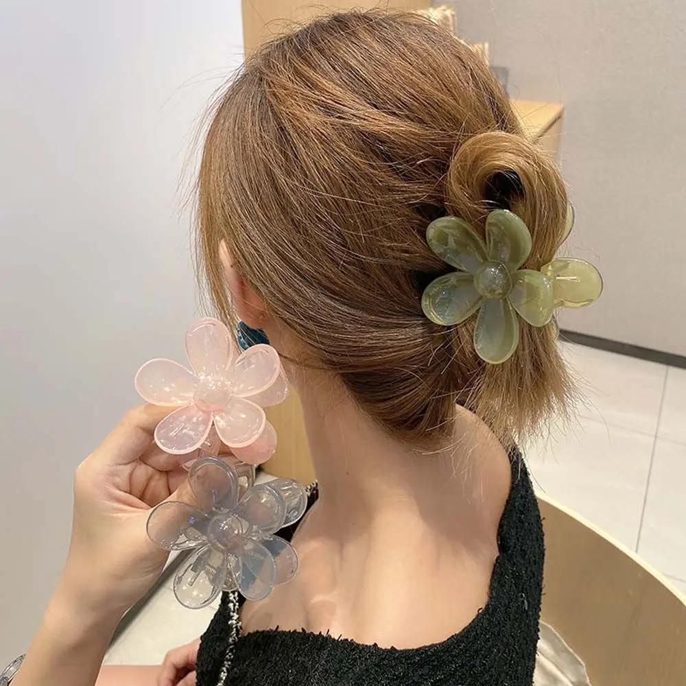 

Flower Shaped Transparent Medium Green Grey Coffee Jelly Pink Hair Claws Flower Hair Clips Korean Style Hair Ornaments