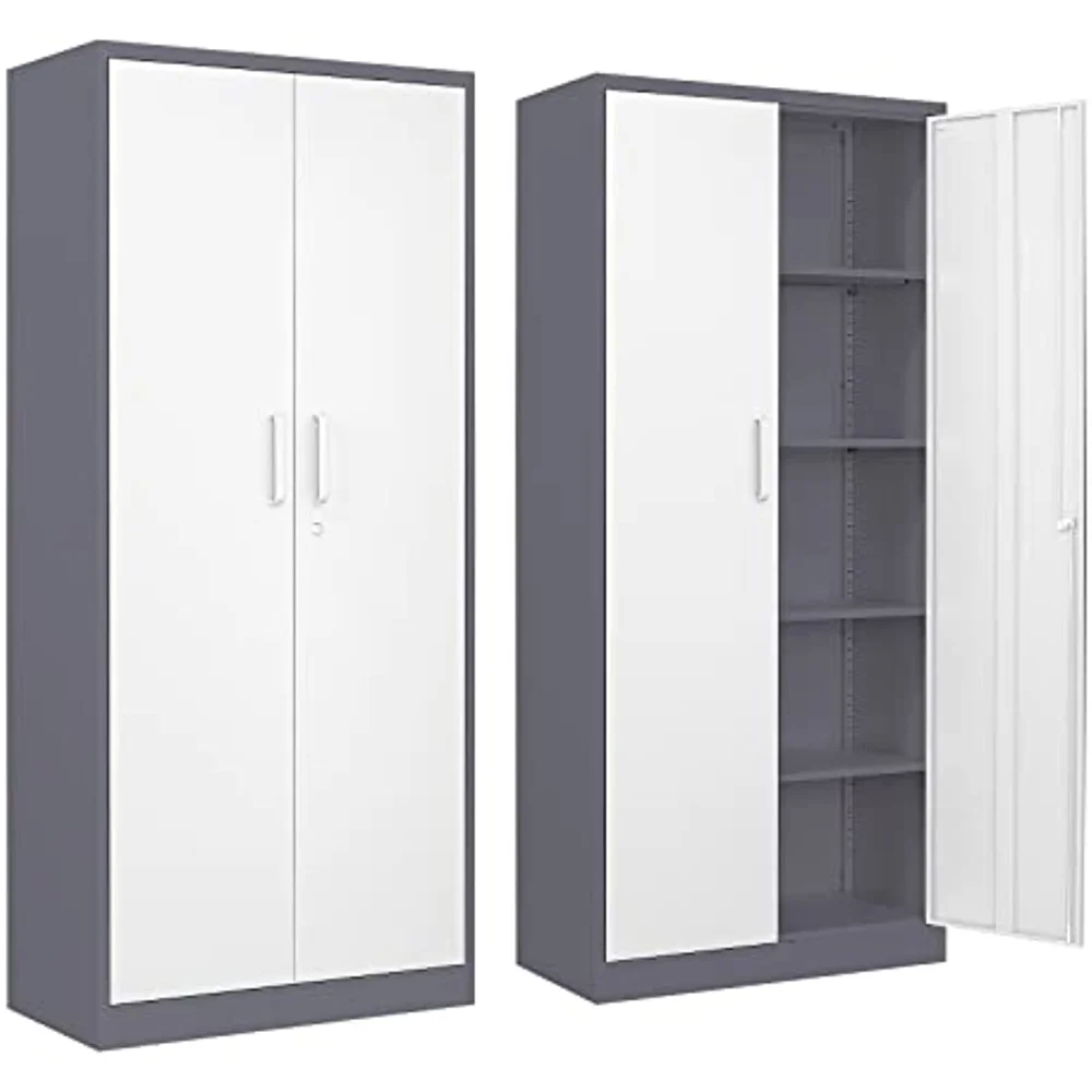 

Metal Garage Storage Cabinet with 2 Doors and 4 Adjustable Shelves - 71" Steel Lockable File Cabinet,Locking Tool Cabinets for