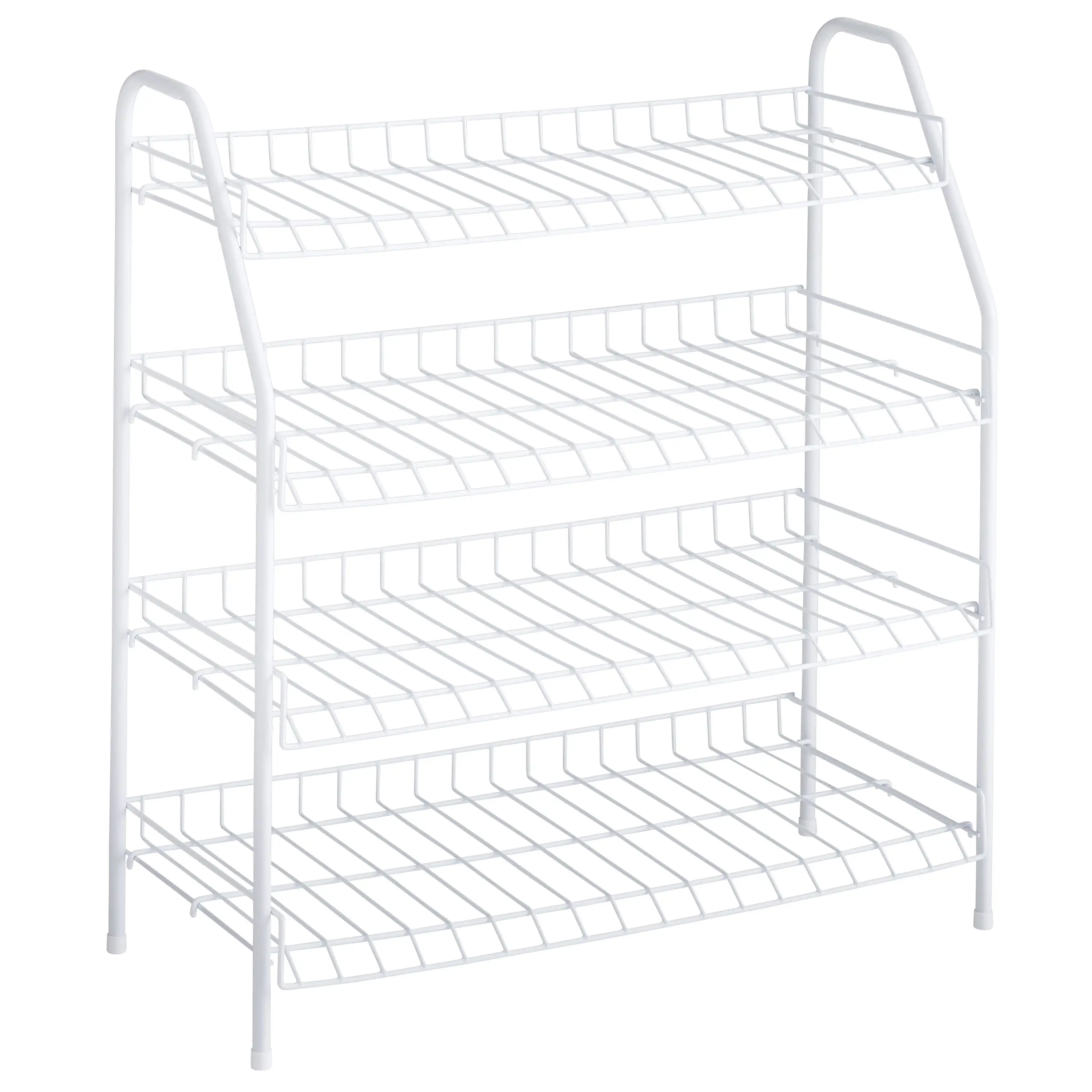 

Free Shipping Freestanding 4-Tier Wire Shelf Shoe Rack and Organizer White. Great for bedrooms dorm rooms closets and more.