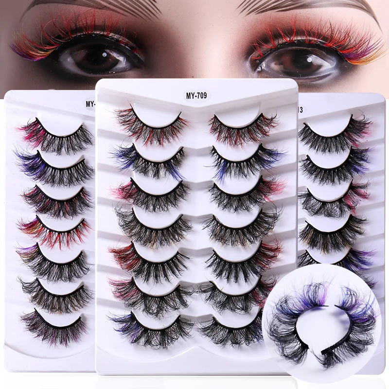 

7pairs mix style Colorful False Eyelashes faux mink soft & light Eyelashes natural long Fake Eyelash Extension Makeup wholesale