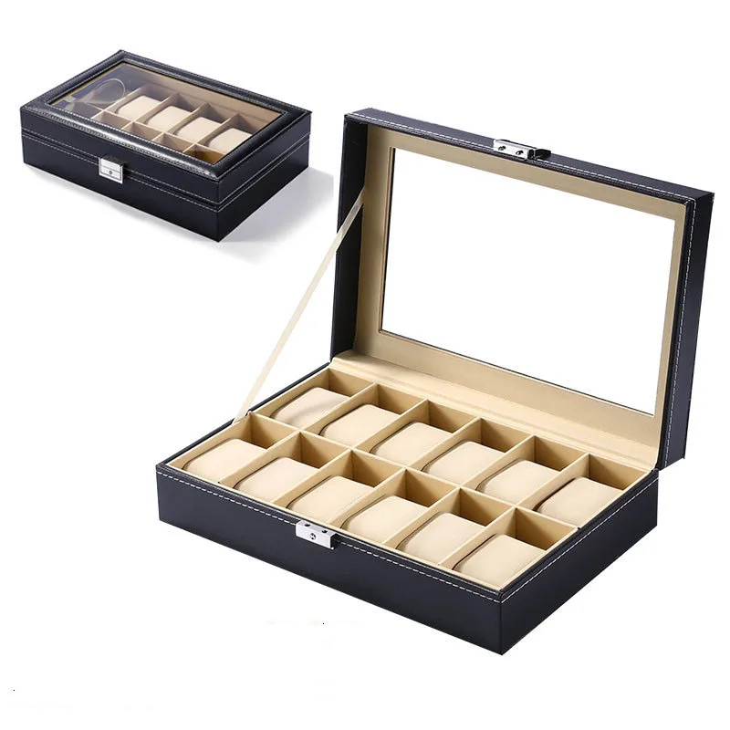 Кожаные коробки для часов прямоугольная форма органайзер хранения ювелирных