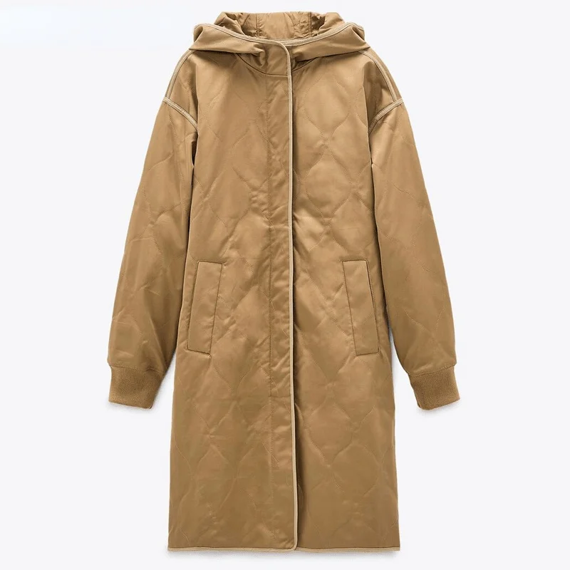 

Autumn Winter Oversize Hooded Parka Coat Women Vintage Khaki Zipper Long Jacket Outwear Female Casual Loose Overcoats Ladies2021