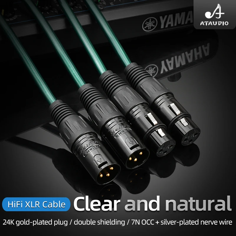 Аудиокабель ATAUDIO HiFi 2XLR, Hi-end 7N OCC с посеребренным сердечником и 2XRL штекером на 2XLR гнездовым кабелем для динамика, усилителя, микшера
