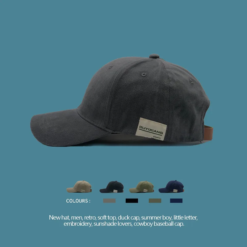

New Korean Patch Baseball Cap for Women Lovers Wild Summer Sun Hat Retro Soft Peaked Cap Men