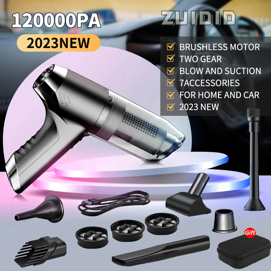 120000Pa Wireless Portable Car Vacuum Cleaner Robot Cordless Handheld Vacuum Cleaners Auto Cleaning Home Appliance Accessory