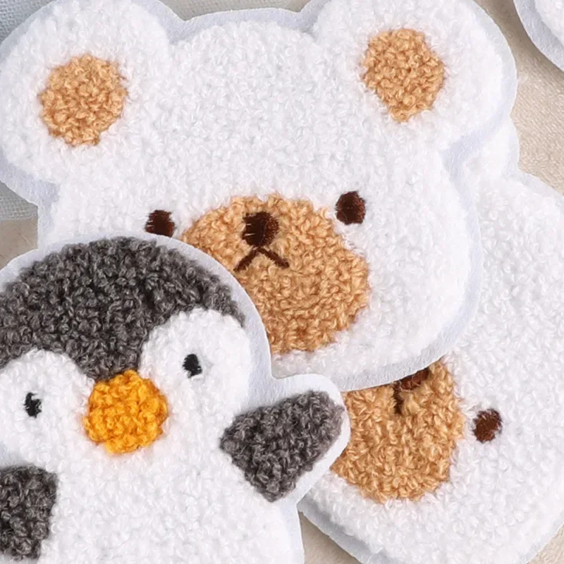 Вышитая Нашивка Для Полотенец В Форме Мультяшного Медведя И Головы Пингвина —