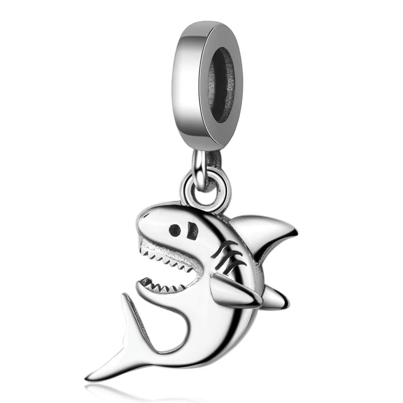 

New 100% 925 Sterling Silver Underwater World Shark Charm Beads Fit European Bracelet Women Jewelry for Gifts Free Shipping 2020