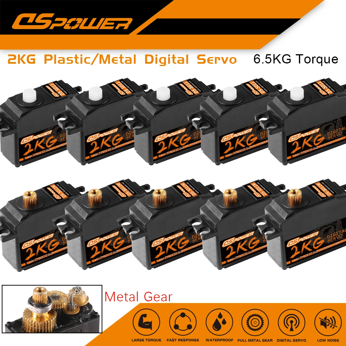 

DSpower 5/10/20pcs 2KG Metal Gear Digital Servos Waterproof for 1/12 RC Car 144001 12428 124018 mn99s mn86 Helicopter Plane Boat
