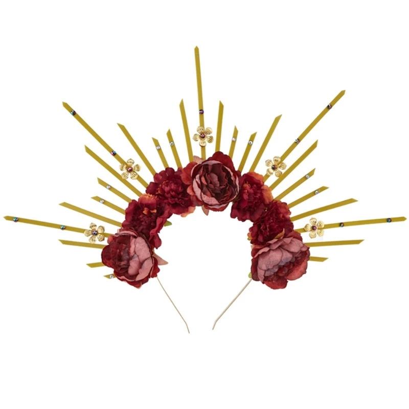 Женская повязка на голову с короной и цветком Halos диадемы шипами головной убор
