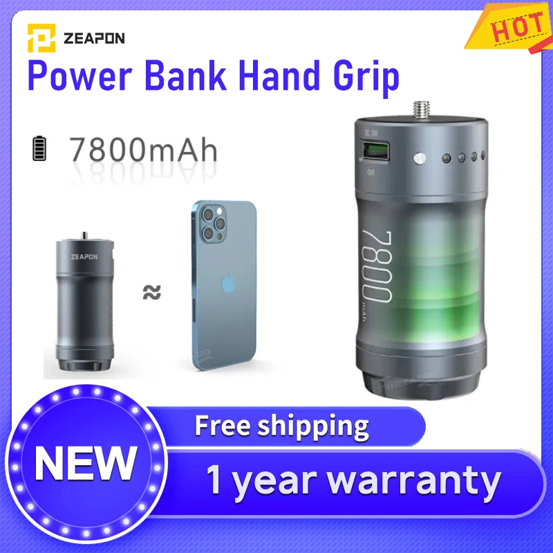 

Zeapon Power Bank Hand Grip 7800mAh Support Q3.0 & PD IN / OUT 18W Maximum Output USB-A And type-c Ports For Tube Light/Iphone